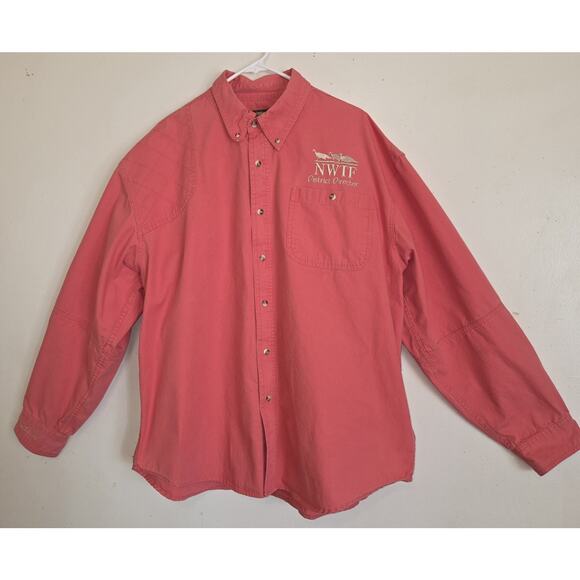 Wild Turkey Federation Mens Shirt XXL Coral Cotton Embroidered Turkey Hunting - Picture 2 of 16